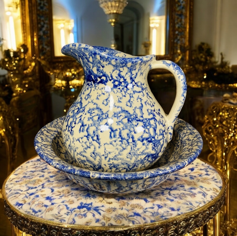 Rare Robinson Ransbottom Pitcher (Ewer) & Basin..  EXCELLENT CONDITION for age.